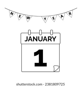 New Year Celebration theme vector art. Decoration in simple art style