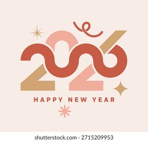 Vetor de celebração de Ano Novo com letras elegantes e elementos festivos