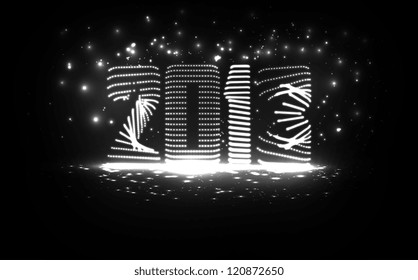 New Year celebration vector illustration, colorful lights elements - editable eps10.