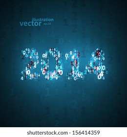New Year celebration vector illustration, numbers lights elements eps10.