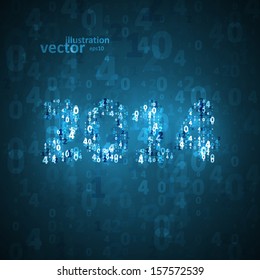 New Year celebration vector illustration, numbers lights elements eps10.