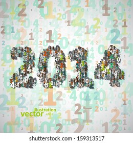 New Year celebration vector illustration, numbers colorful elements eps10.