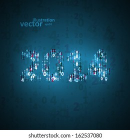 New Year celebration vector illustration, numbers lights elements eps10.