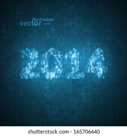 New Year celebration vector illustration, numbers lights elements eps10.