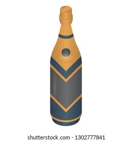 New Year champagne bottle icon. Isometric of New Year champagne bottle vector icon for web design isolated on white background