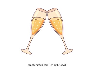 New Year Champagne Sticker Design