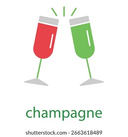 Ano Novo Champagne Toast Vetor Ilustração para Celebração e Projeto de Férias