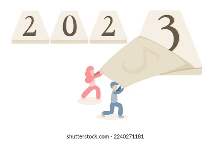 New year changing for festival decoration vector illustration in color version