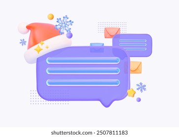 New Year chat with letters and a Santa hat. Creative SMS message or notification for greetings. Vector illustration.