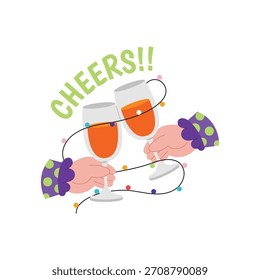 New year cheers  vector sticker illustration.