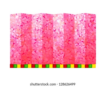 New Year cherry chick folding screen