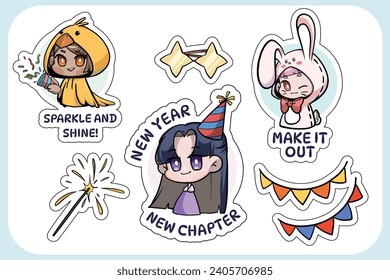 New Year Chibi Art Sticker Collection