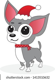 New Year Chihuahua, Dog Vector Design, Dog in Santa Claus's Suit .