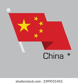 Diseño vectorial de bandera CHINA. Estilo de la bandera ondeando. Ilustración vectorial, Eps 10
