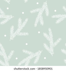 New year and Chrisnmas background with snowflakes and fir branch. Vector illustration