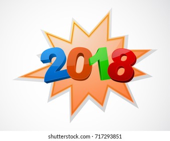 new year christmas 2018 banner icon with 3d numbers