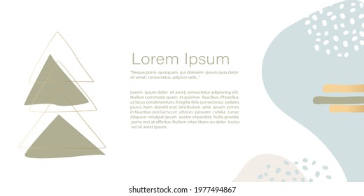 New Year, Christmas Abstract minimalistic Vector Template. line art drawing, abstract shape. Template with copy space for textn for  invitation, cards, banner or  poster, Landing page