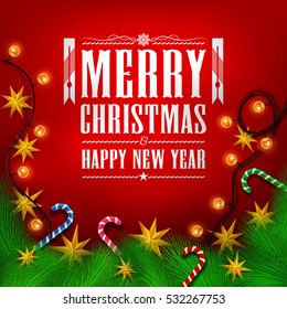 New Year and Christmas Background with Christmas elements.Vector illustration