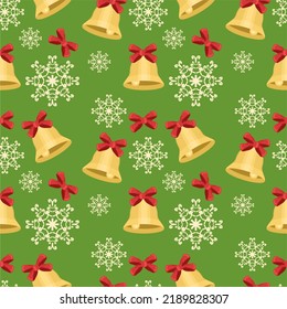 New Year and Christmas background seamless pattern with bells