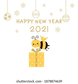 New year and Christmas background with snowflakes, garland and hand written font on white background vector illustration.