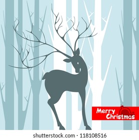 New Year and Christmas background Winter Forest is a huge antlered deer