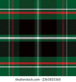 Año Nuevo. Antecedentes navideños de estilo rústico. Tartán de Navidad negro y verde rojo, patrones vectoriales de textura de tela de una camisa de franela al estilo de un leñador. Diseño para embalaje.