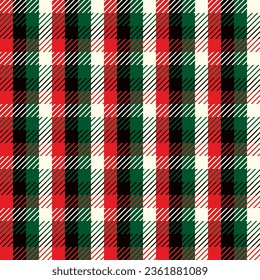 New Year. Christmas backgrounds in rustic style. Red green black Christmas tartan, vector patterns of fabric texture of a flannel shirt in the style of a lumberjack. Design for packaging.