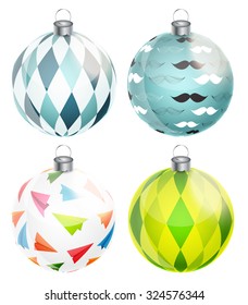 New Year and Christmas Balls Set Vector Illustration EPS10