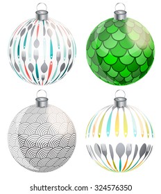 New Year and Christmas Balls Set Vector Illustration EPS10