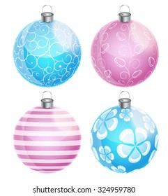 New Year and Christmas Balls Set Vector Illustration EPS10