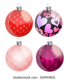 New Year and Christmas Balls Set Vector Illustration EPS10