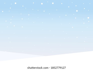 New year or Christmas banner with winter season, falling snows on blue blur sky background vector illustration.