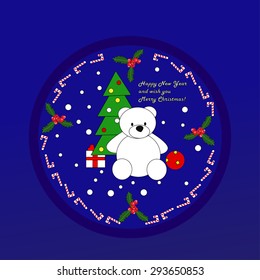 new year christmas bear present candy card for holidays