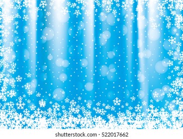 New Year and Christmas blue background with snowflakes.