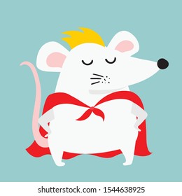 New year and Christmas card background with rat - symbol of the year. Simple illustration for the greeting card