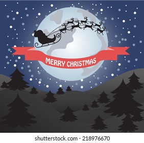 New year and Christmas card with Santa Claus
