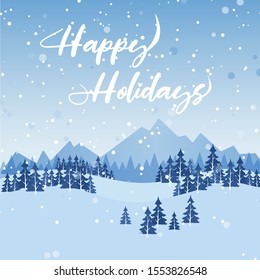 New Year and Christmas card with snowflakes of blue and gray