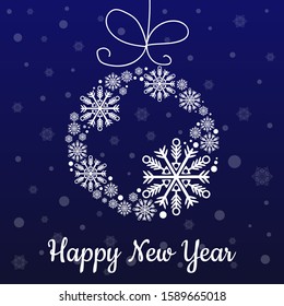 New Year and Christmas card with snowflakes