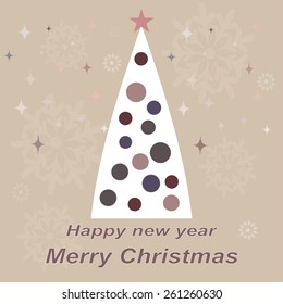 New Year and Christmas card.  tree star and snowflakes, vector