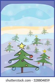 New Year Christmas card with christmas tree