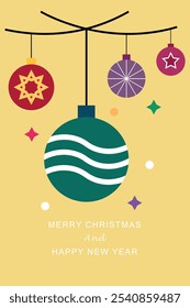 Año Nuevo y Ilustración vectorial de la tarjeta de Navidad