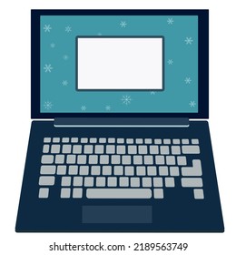 New Year or Christmas. Computer, space for text.Christmas decorations .Vector illustration.