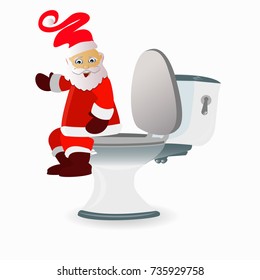 new year and christmas. constipation and diarrhea concept after the holidays. problems with digestion. santa claus nau nitaze. illustration on white background