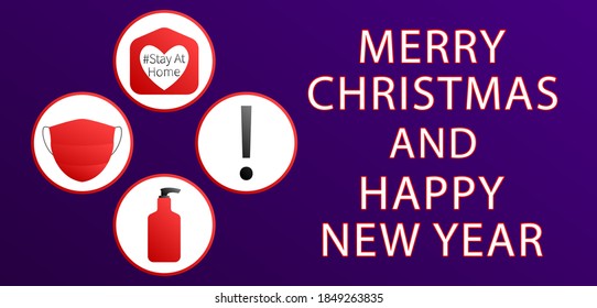 New Year and Christmas Coronavirus sign.Coronavirus Covid-19 and christmas and new year concept.Vector illustration
