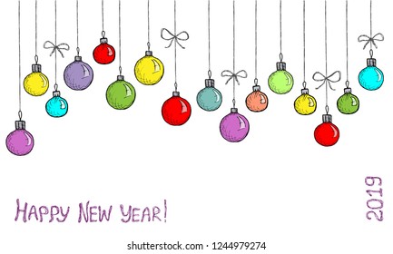 New Year and Christmas decoration - color Christmas tree decorations - spheres
