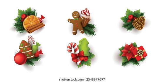 New Year and Christmas Decoration Elements Set Vector 3