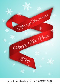 New Year and Christmas decoration of satin ribbon