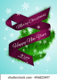 New Year and Christmas decoration of satin ribbon