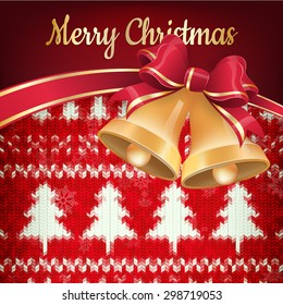 New Year Christmas decoration. Christmas template against knitted background. Illustration for new years day, Christmas, winter holiday, new years eve, silvester, etc. EPS 10 vector file included