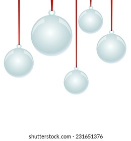 New Year and Christmas decorative vector elements and background. Glass balls.